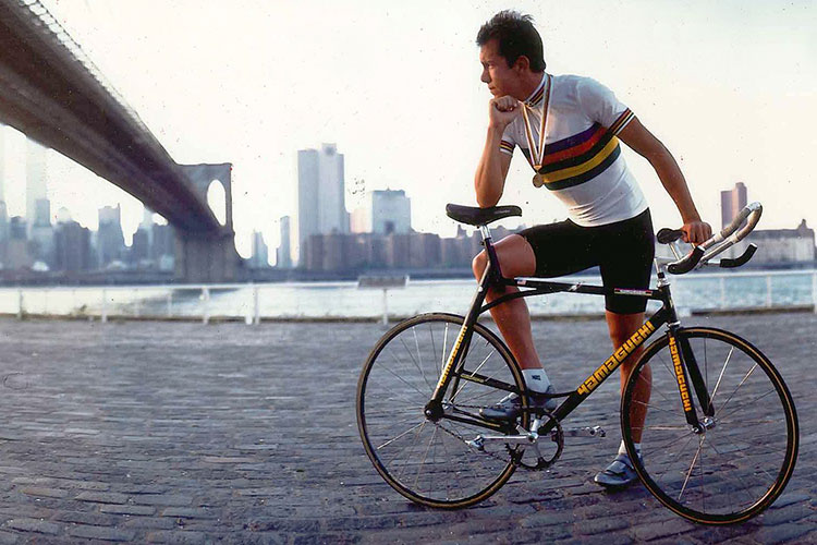 Mike McCarthy, 1992 world pursuit champion, with the Yamaguchi
