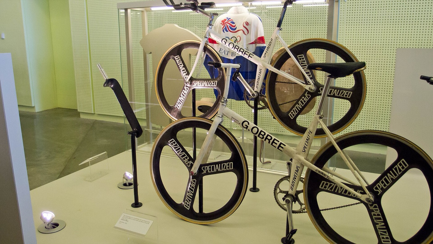 Graeme Obree's bike at the Riverside Museum, Glasgow